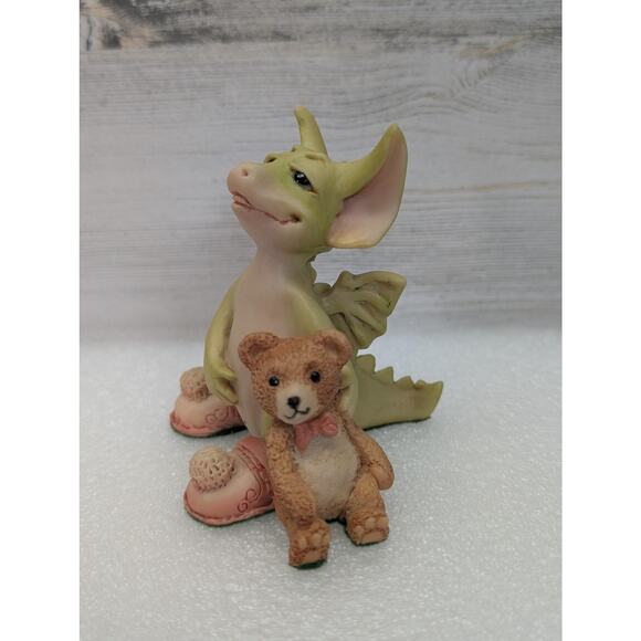 Vintage Real Musgrave Drowsy Dragon Figurine 1989 Teddy Bear Pink Slippers - Picture 2 of 11